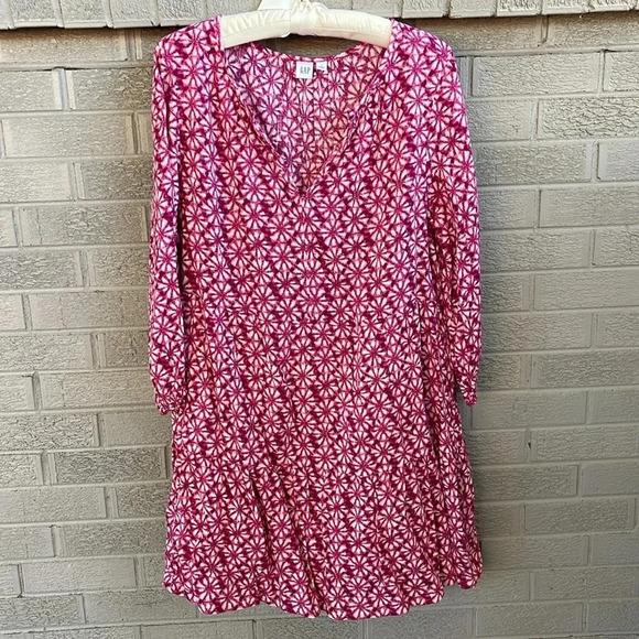 GAP Dresses & Skirts - GAP NWOT Floral Pink Boho Babydoll Lined Long Sleeved Dress- Size L